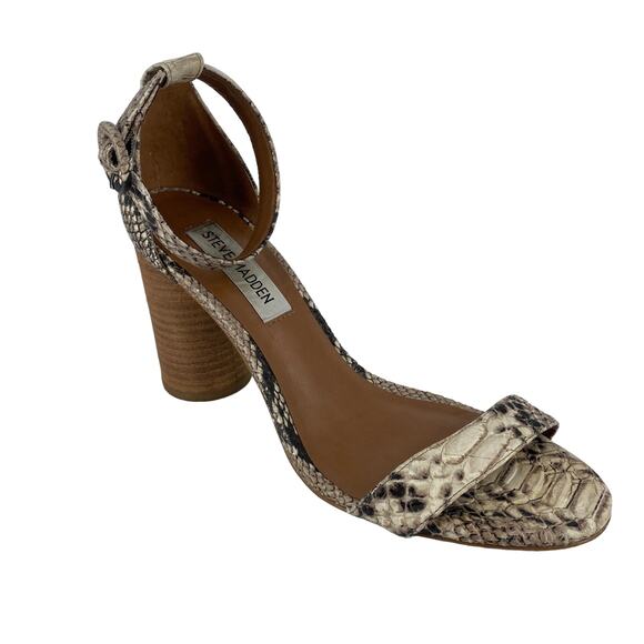Women's STEVE MADDEN Size 6 Sara Faux Snakeskin Ankle Strap High Heel Sandals - Picture 13 of 13